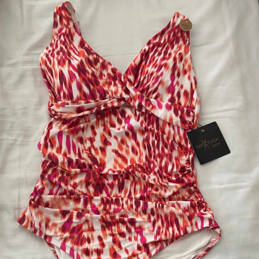Nip Tuck Women's One Piece Swimsuit S orange white